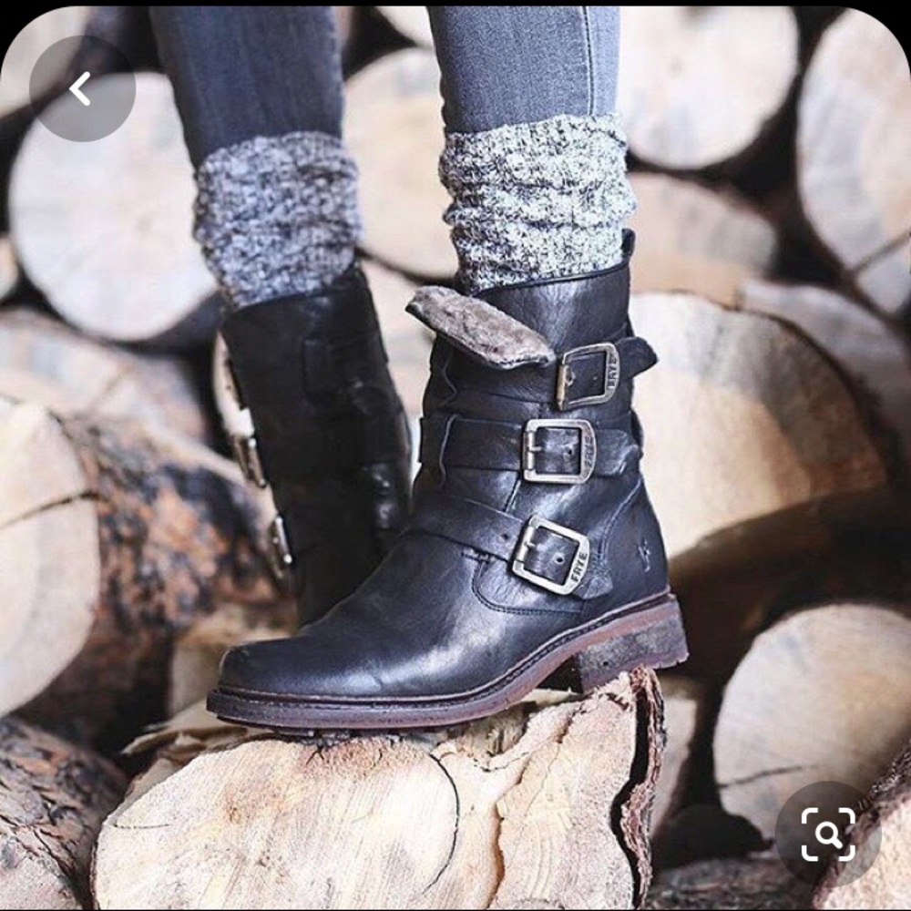 RARE Frye Valerie shearling strappy boots - Picture 1 of 6